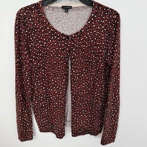Talbots Leopard Print Cardigan | Medium | 60% Cotton